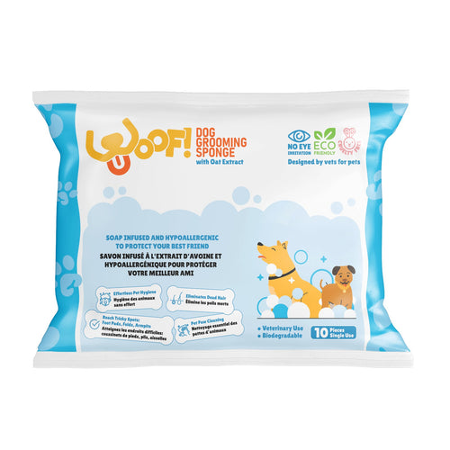 10x WOOF Disposable Single-Use Soap-Infused Dog Sponge