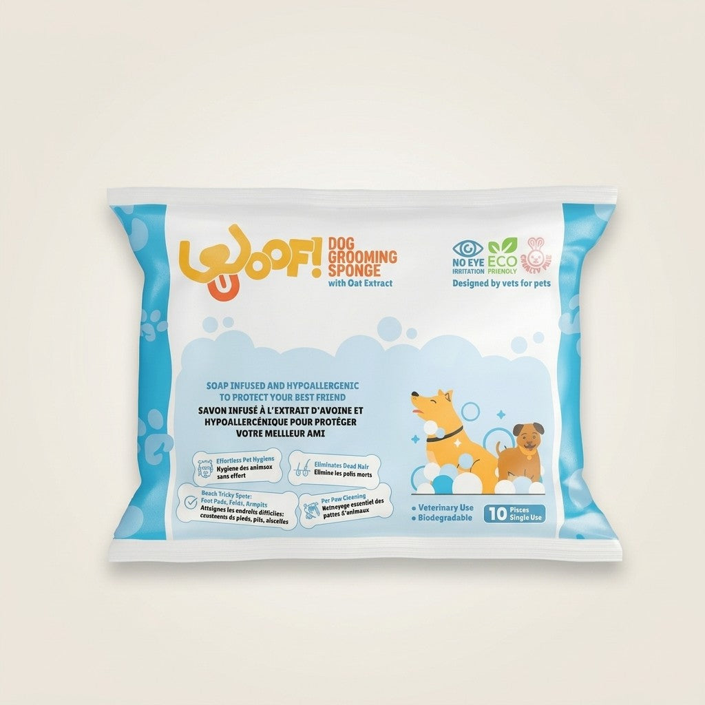 10x WOOF Disposable Single-Use Soap-Infused Dog Sponge
